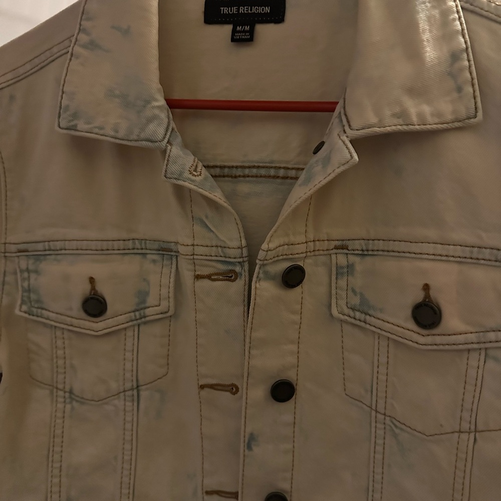 True Religion Cream Jean Jacket Classic Denim Style